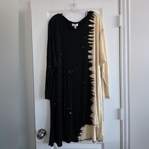 NWT Umgee Black and Cream Long Sleeve Dress Size XL